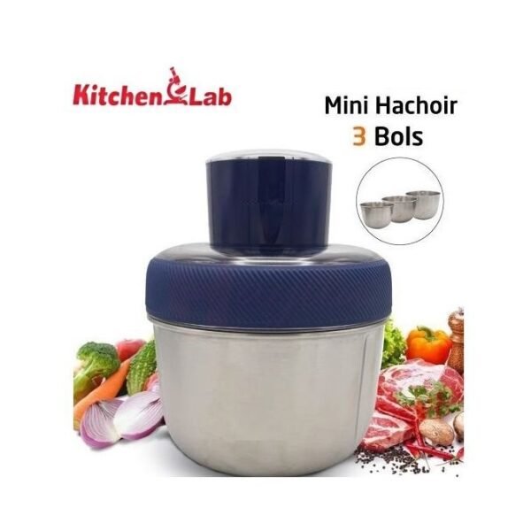 Mini Hachoir Kitchen Lab Avec 3 Bols En Inox 350W -Inox – Image 5