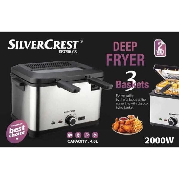 Friteuse inox 4L -  2000 W SilverCrset – Image 2