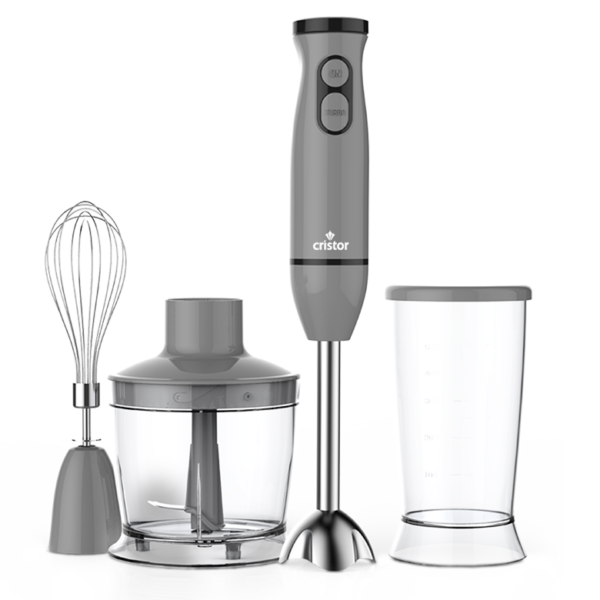 Bras Mixeur 3 en 1 CRISTOR Bras mixeur, Hachoir et Bras Fouet -500 W- 500 ML – Gris