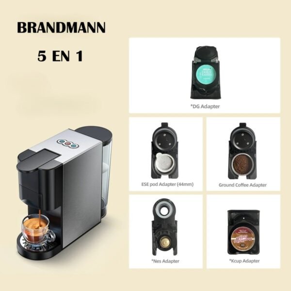 Machine a Café INOX Multi-Capsules 5 En 1 -1450W - 19 Bar 0.8L Brandmann – Image 2